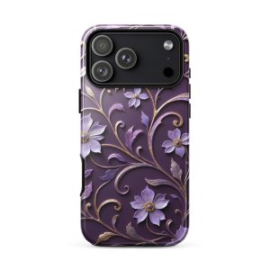Royal Violet Filigree Tough Case for iPhone 17 Pro Max ?C Dual Layer Protective Phone Case (Glossy or Matte)