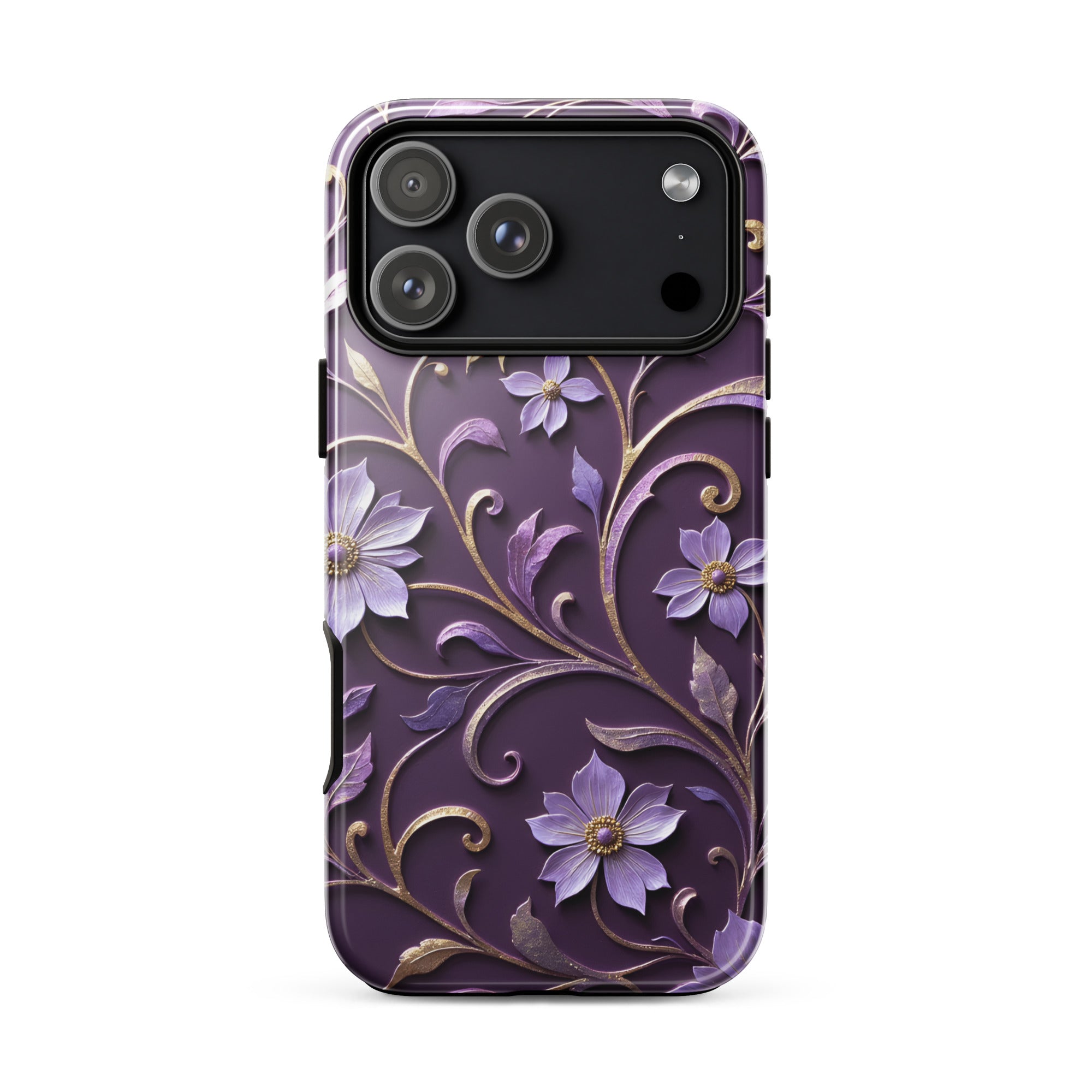 Royal Violet Filigree Tough Case for iPhone 17 Pro Max ?C Dual Layer Protective Phone Case (Glossy or Matte)
