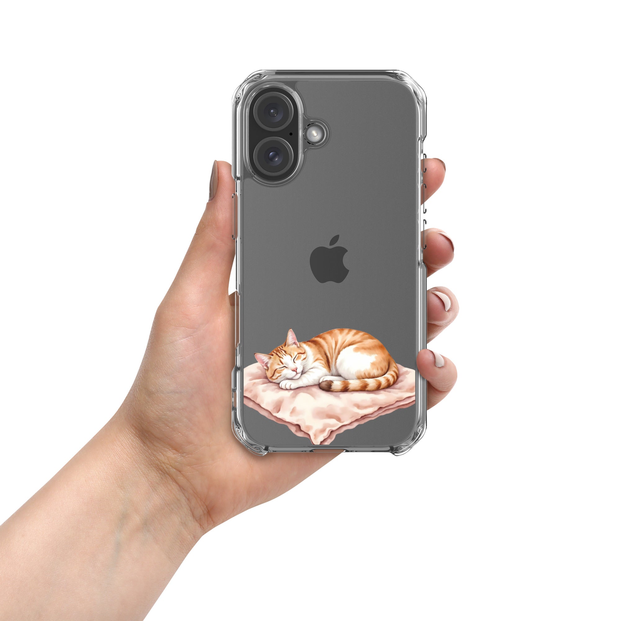 Sleepy Cat on Pillow Clear Case for iPhone 16 - Cute Cozy Kitty Illustration Protective Cover - Image 3