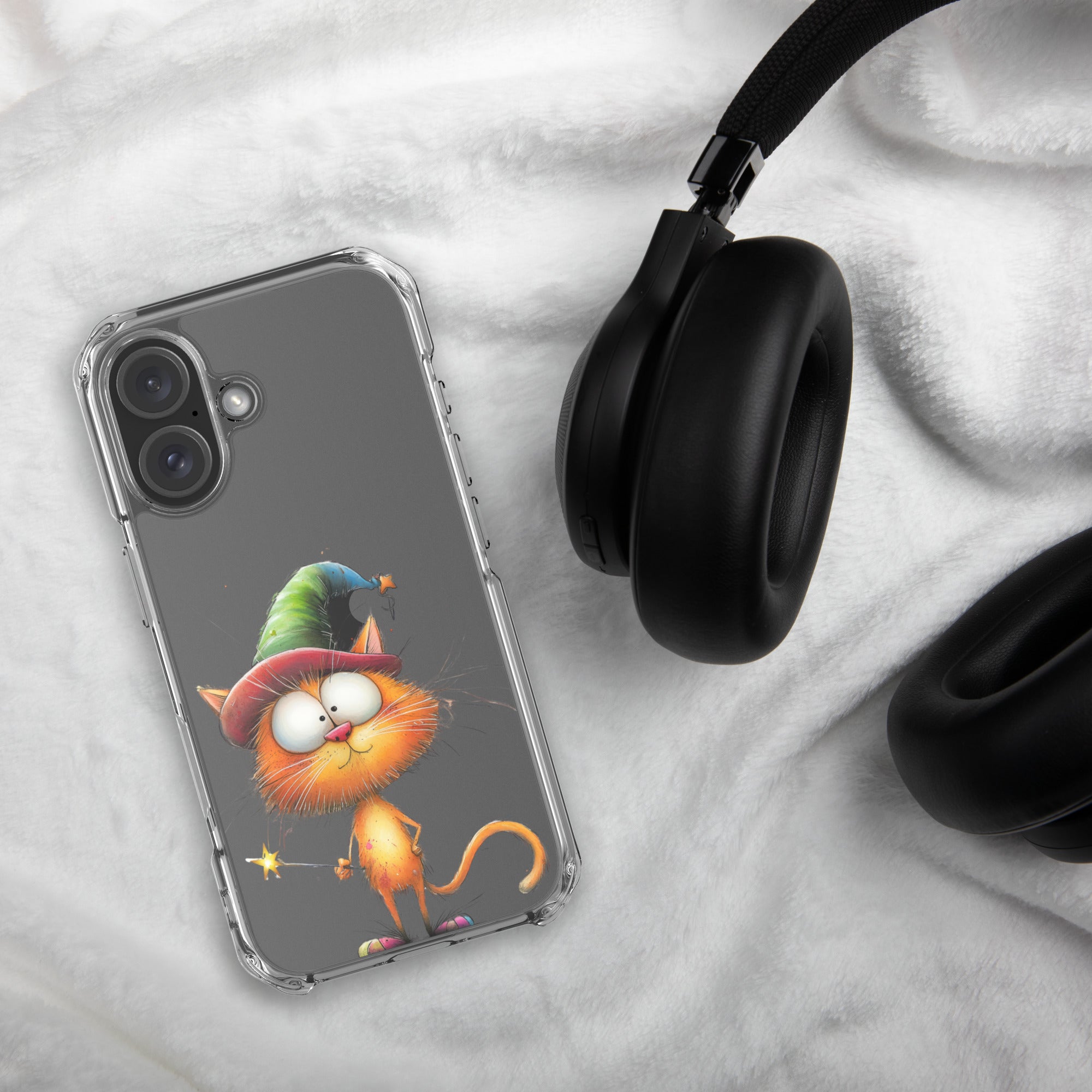 Wizard Cat Clear Case for iPhone 16 - Funny Magic Kitty Cartoon Protective Cover - Image 4