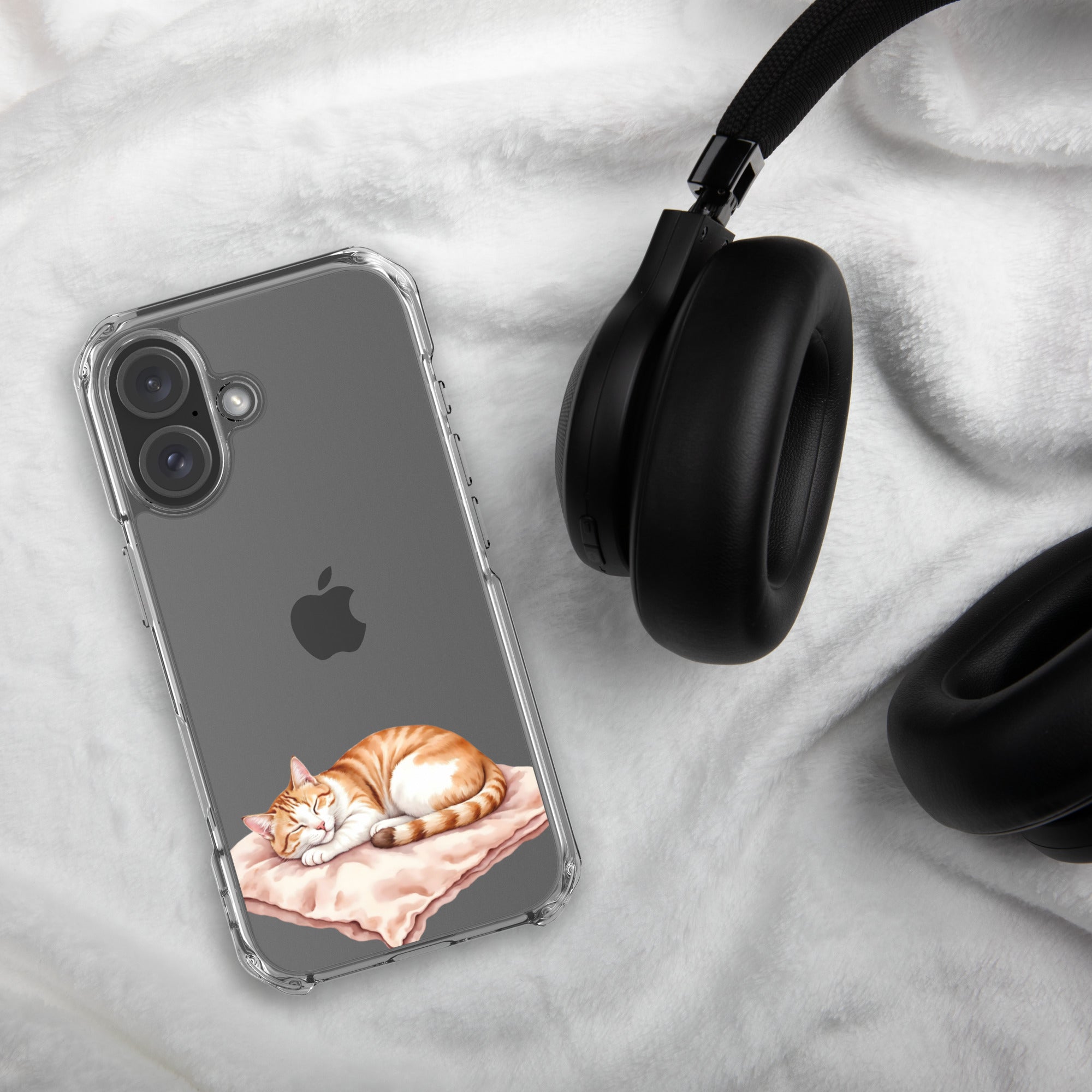 Sleepy Cat on Pillow Clear Case for iPhone 16 - Cute Cozy Kitty Illustration Protective Cover - Image 4