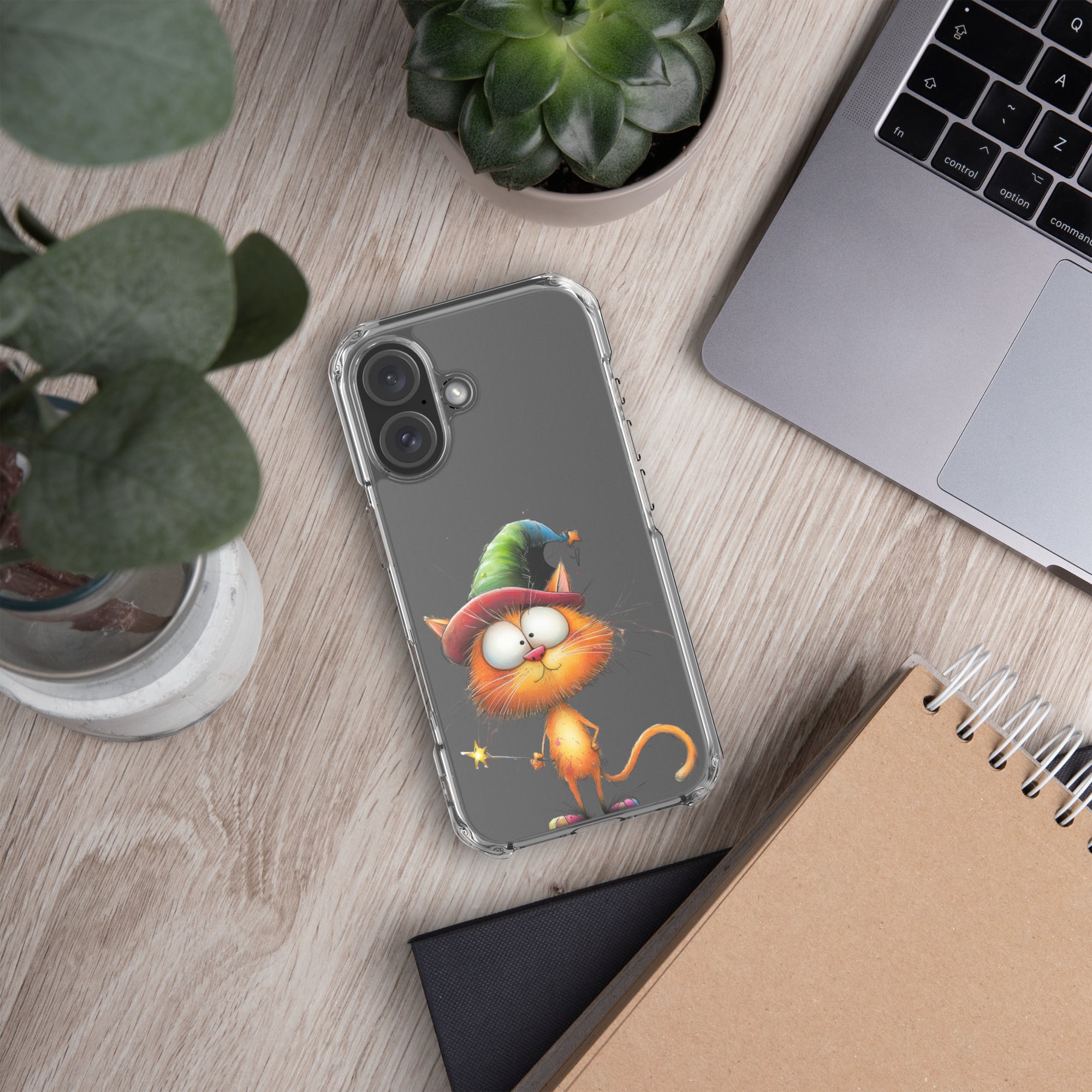 Wizard Cat Clear Case for iPhone 16 - Funny Magic Kitty Cartoon Protective Cover - Image 5