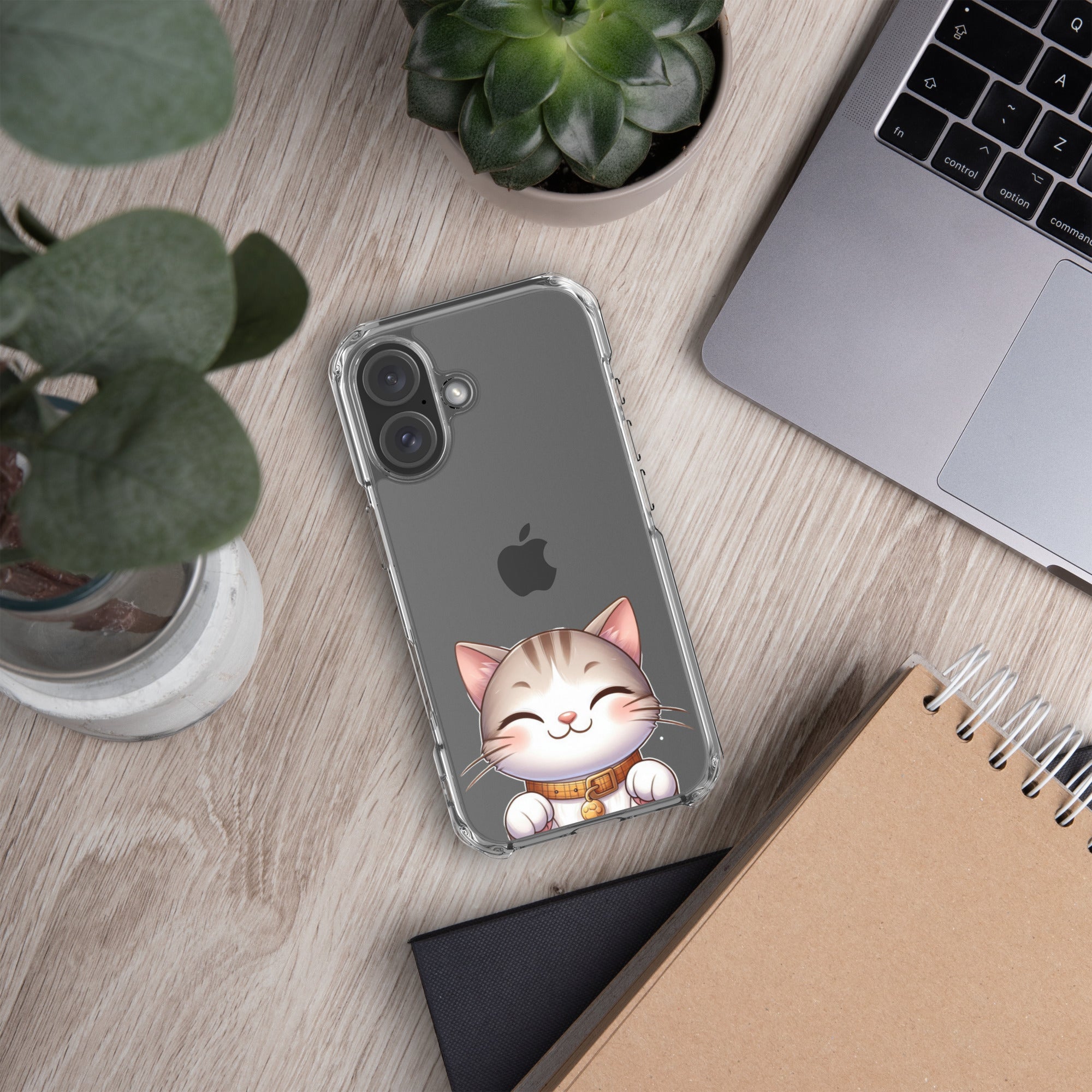 Happy Kitty Clear Case for iPhone 16 - Cute Smiling Cat Illustration Protective Cover - Image 5