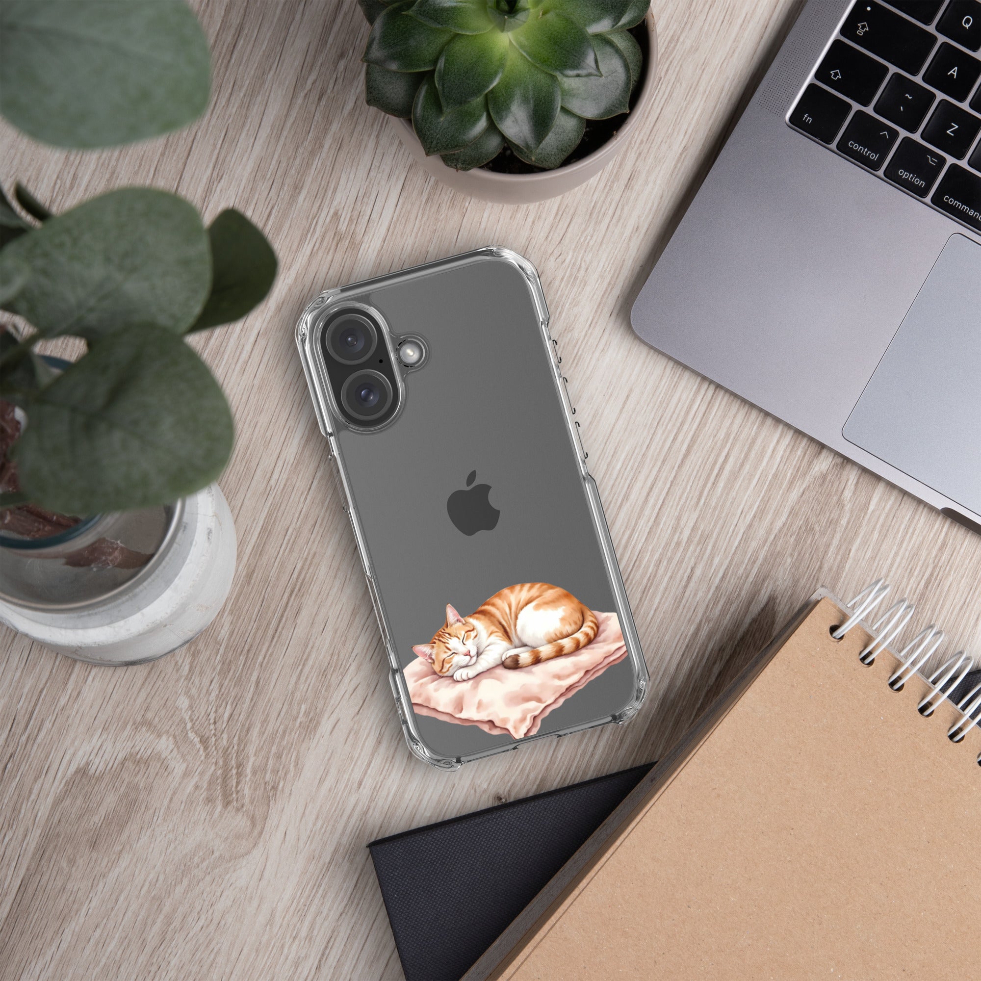 Sleepy Cat on Pillow Clear Case for iPhone 16 - Cute Cozy Kitty Illustration Protective Cover - Image 5