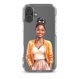 Golden Autumn Glow Girl Clear Case for iPhone 16 Plus - Fashion Illustration Protective Cover