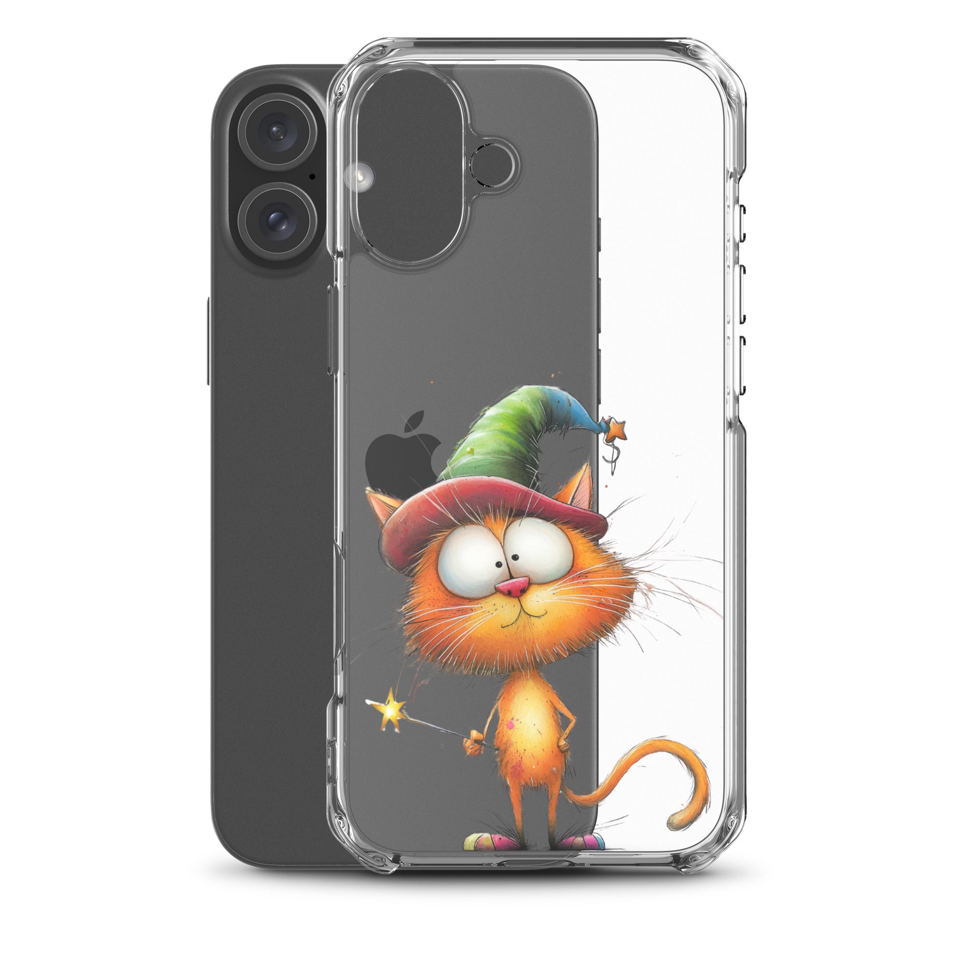 Wizard Cat Clear Case for iPhone 16 Plus - Funny Magic Kitty Cartoon Protective Cover - Image 2