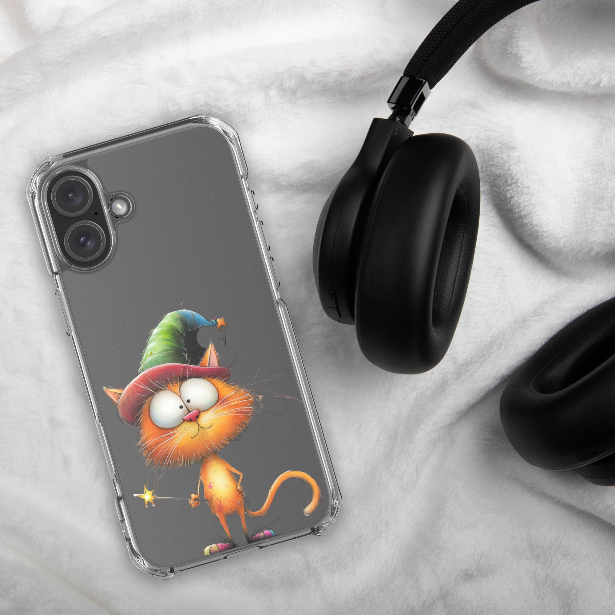 Wizard Cat Clear Case for iPhone 16 Plus - Funny Magic Kitty Cartoon Protective Cover - Image 4