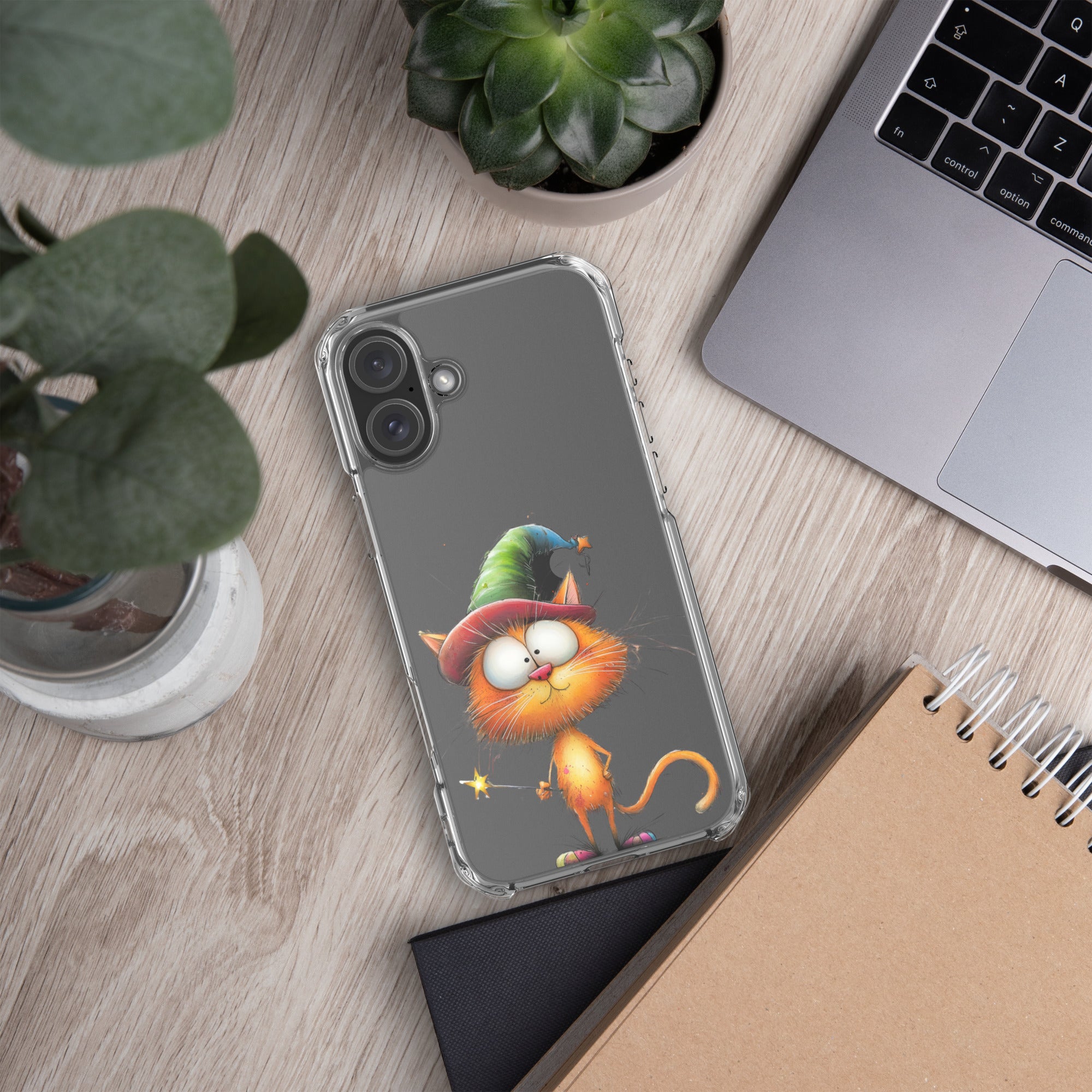 Wizard Cat Clear Case for iPhone 16 Plus - Funny Magic Kitty Cartoon Protective Cover - Image 5