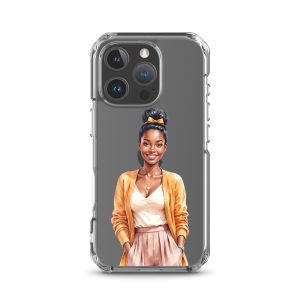 Golden Autumn Glow Girl Clear Case for iPhone 16 Pro - Fashion Illustration Protective Cover