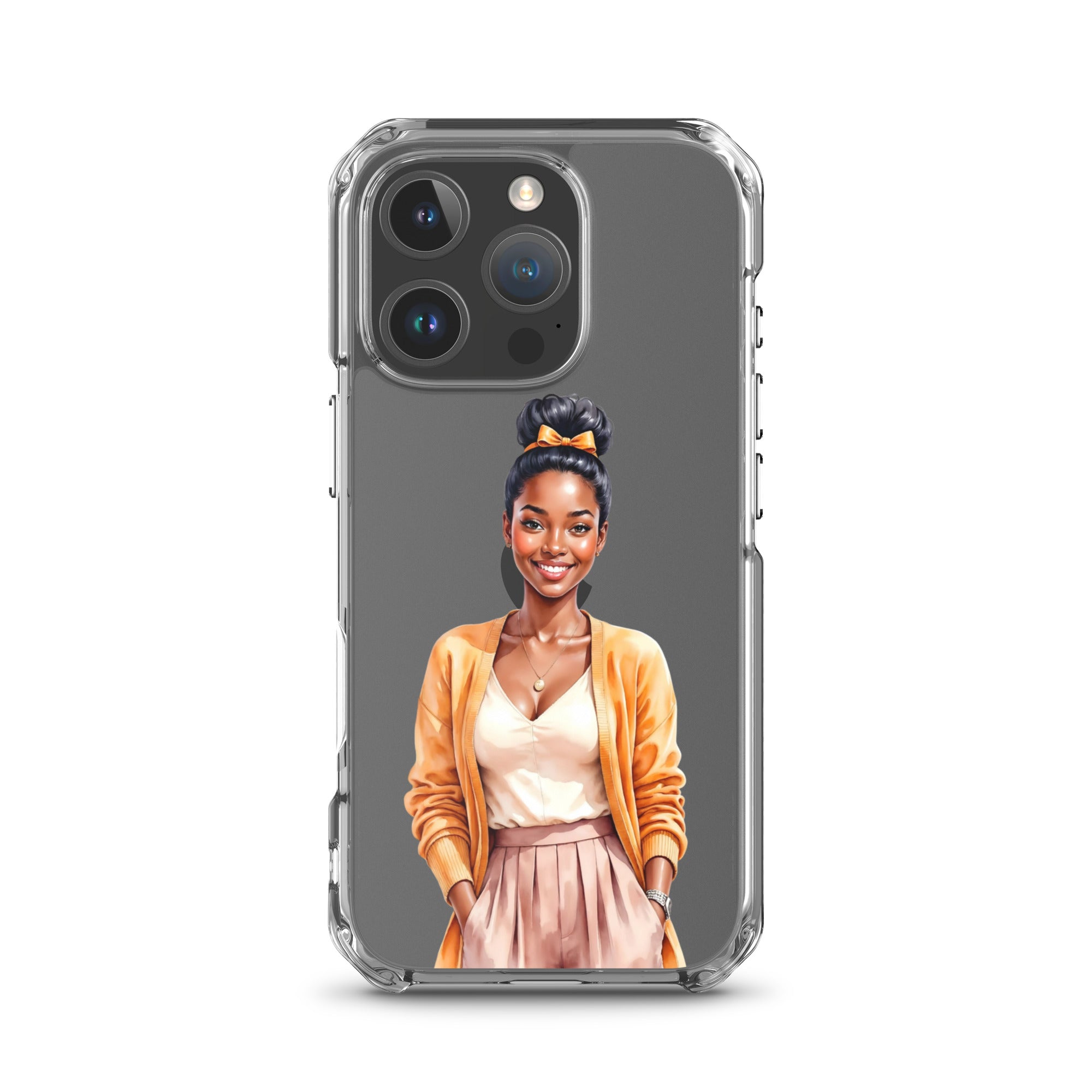 Golden Autumn Glow Girl Clear Case for iPhone 16 Pro - Fashion Illustration Protective Cover