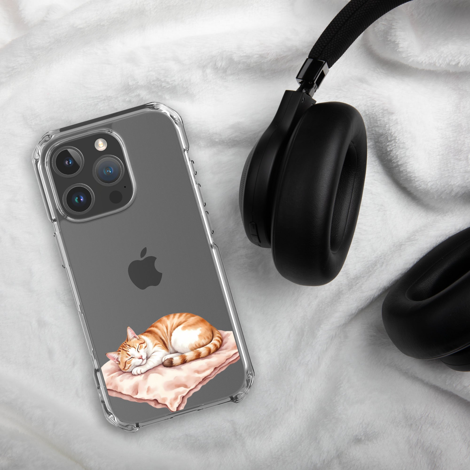 Sleepy Cat on Pillow Clear Case for iPhone 16 Pro - Cute Cozy Kitty Illustration Protective Cover - Image 4