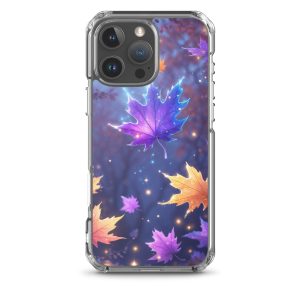 Enchanted Autumn Leaves Clear Case for iPhone 16 Pro Max - Fantasy Fall Maple Leaf Protective Cover