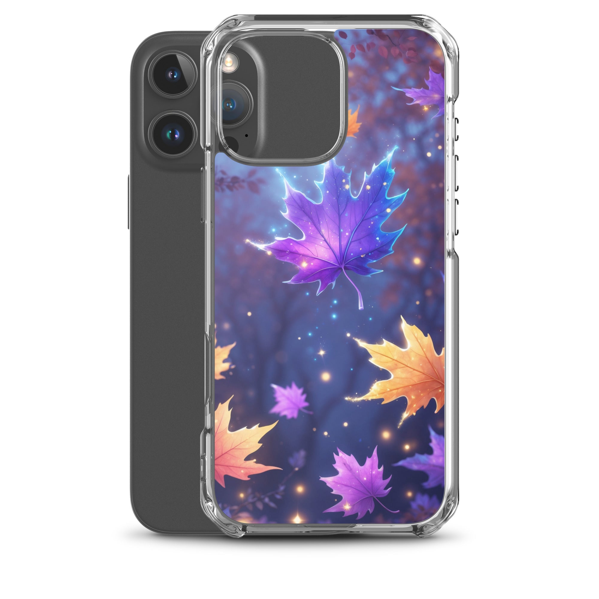 Enchanted Autumn Leaves Clear Case for iPhone 16 Pro Max - Fantasy Fall Maple Leaf Protective Cover - Image 2