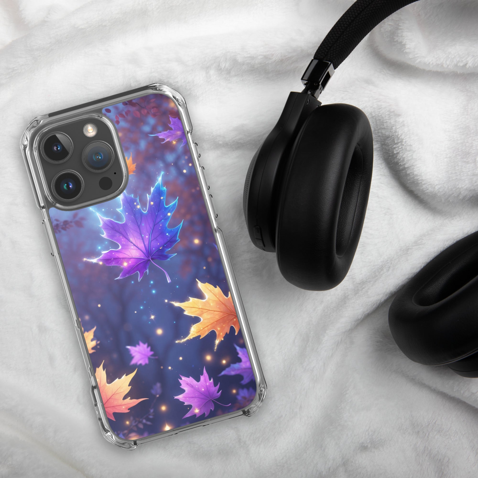 Enchanted Autumn Leaves Clear Case for iPhone 16 Pro Max - Fantasy Fall Maple Leaf Protective Cover - Image 4