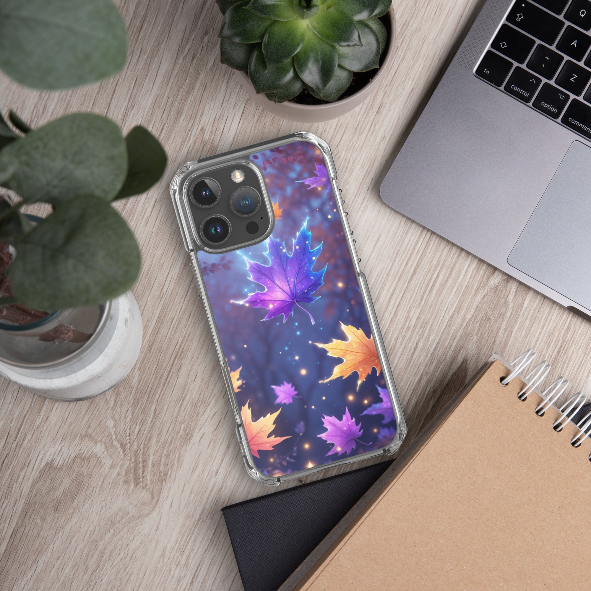 Enchanted Autumn Leaves Clear Case for iPhone 16 Pro Max - Fantasy Fall Maple Leaf Protective Cover - Image 5