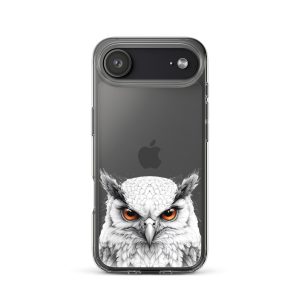Snowy Owl Glare Clear Case for iPhone 17 Air - Minimalist White Owl Illustration Protective Cover