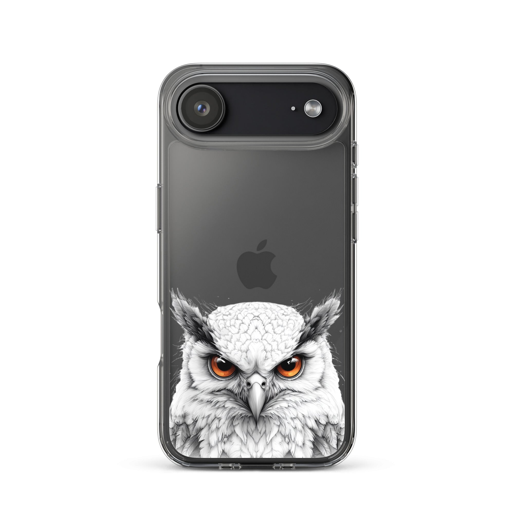 Snowy Owl Glare Clear Case for iPhone 17 Air - Minimalist White Owl Illustration Protective Cover
