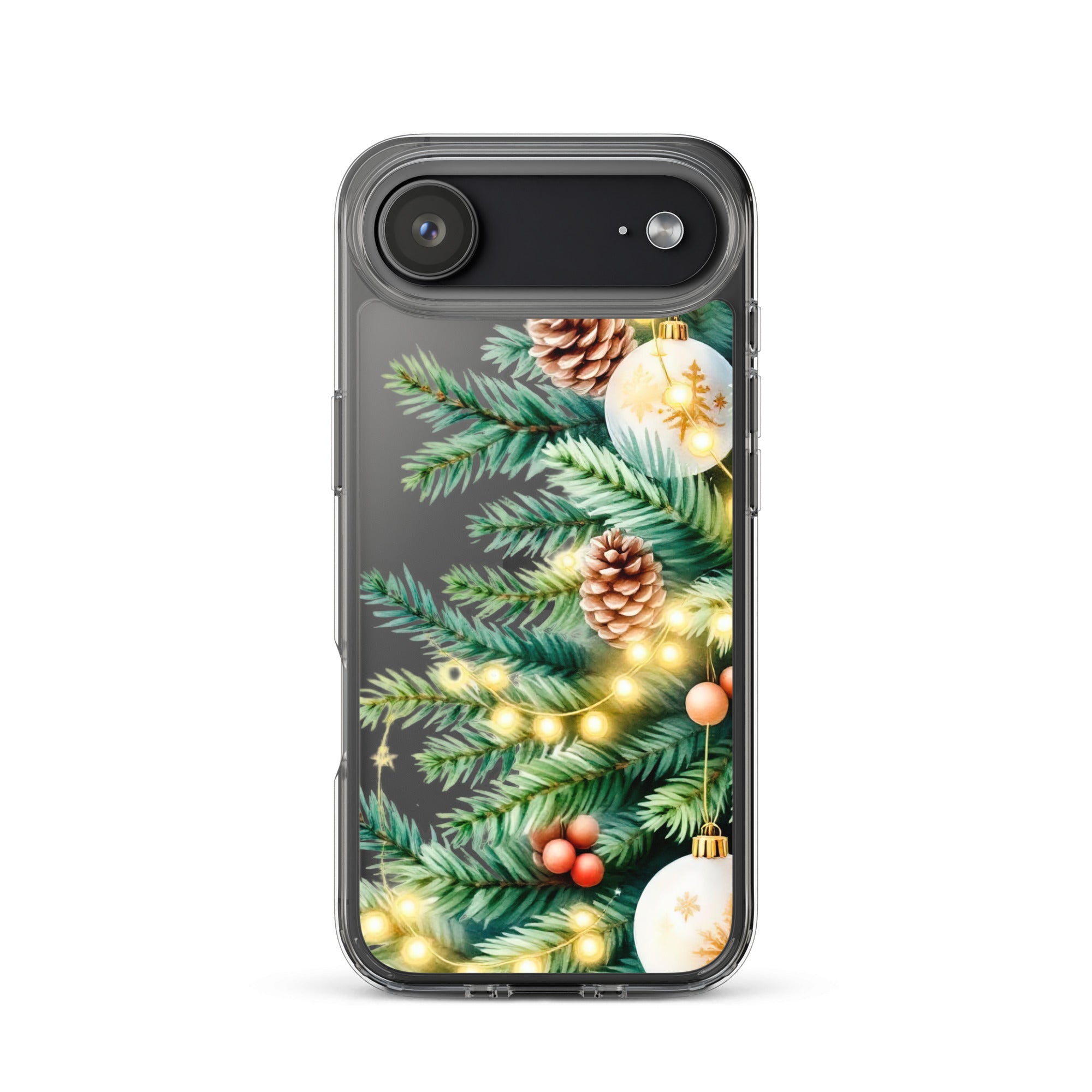 Holiday Pine Glow Clear Case for iPhone 17 Air - Christmas Pine Branches & Warm Lights Protective Cover