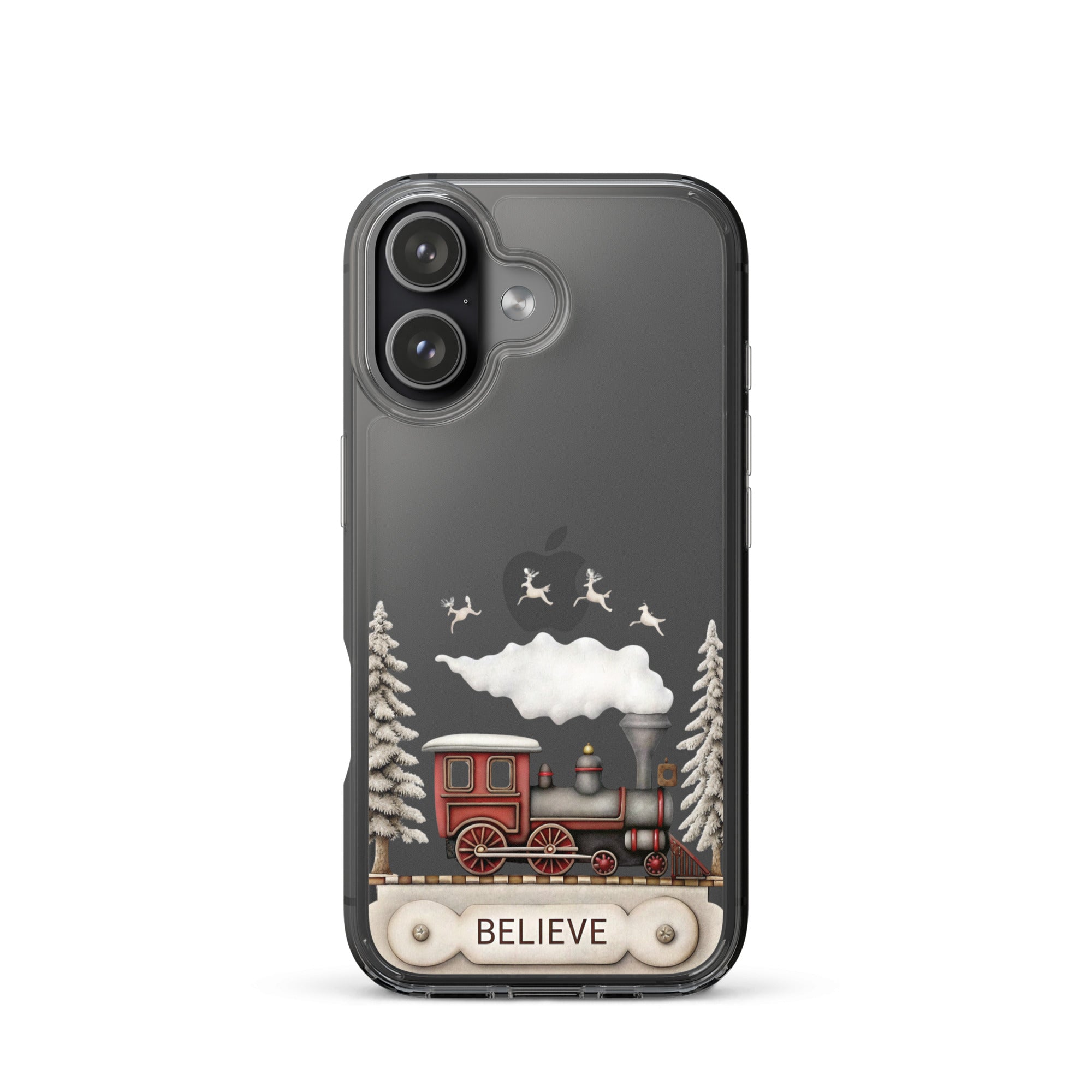 Believe Christmas Train Clear Case for iPhone 17 - Vintage Holiday Locomotive Winter Scene Cover