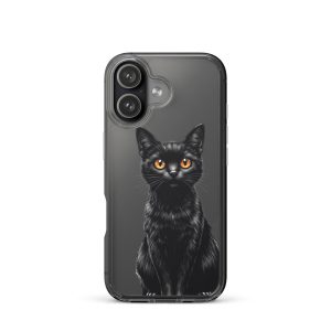 Midnight Black Cat Clear Case for iPhone 17 - Elegant Black Cat Illustration Protective Cover