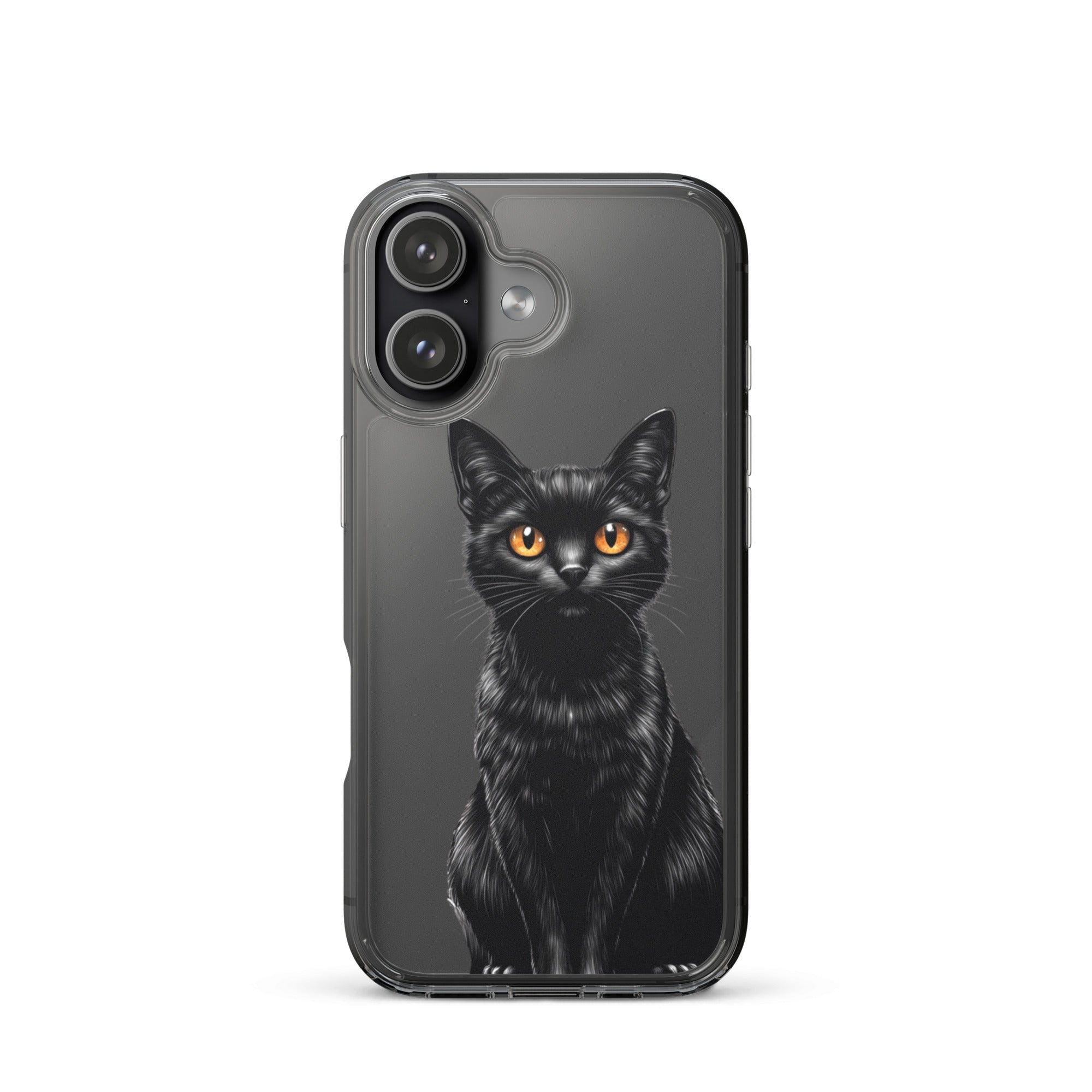 Midnight Black Cat Clear Case for iPhone 17 - Elegant Black Cat Illustration Protective Cover