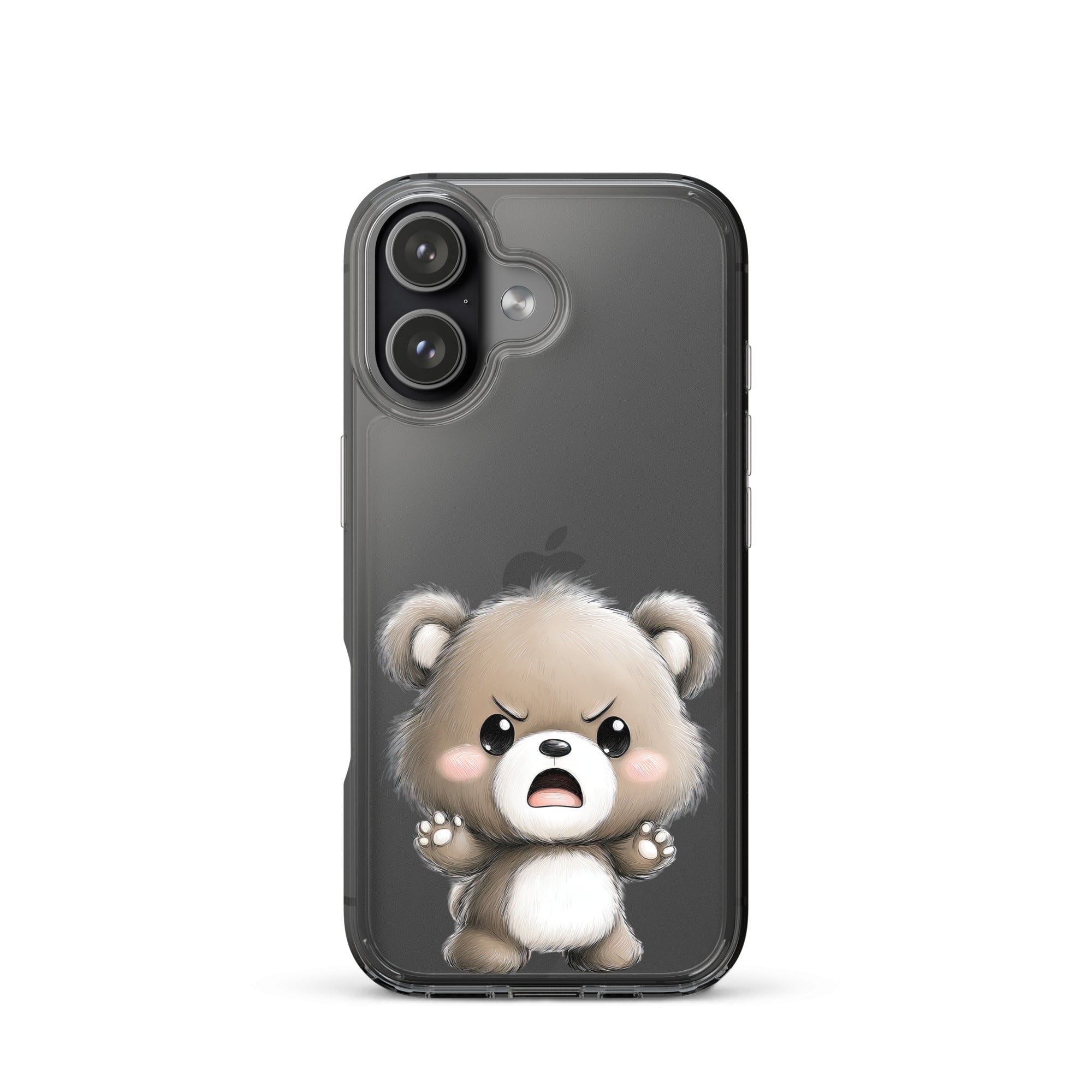 Angry Cute Bear Clear Case for iPhone 17 - Funny Kawaii Bear Protective Cover