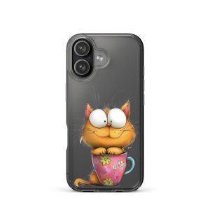 Goofy Cat in Cup Clear Case for iPhone 17 - Funny Cartoon Kitty Protective Cover