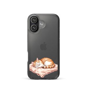 Sleepy Cat on Pillow Clear Case for iPhone 17 - Cute Cozy Kitty Illustration Protective Cover