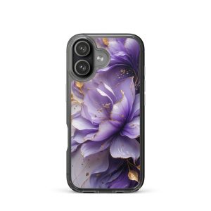 Royal Violet Bloom Clear Case for iPhone 17 - Luxury Purple & Gold Floral Protective Cover