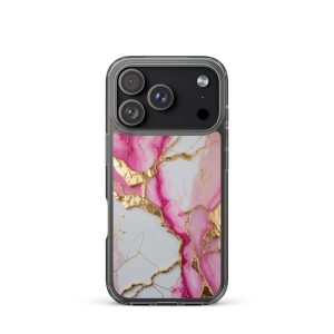 Pink Golden Marble Luxe Clear Case for iPhone 17 Pro - Luxury Pink & Gold Marble Protective Cover