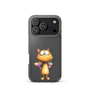 Fairy Cat Clear Case for iPhone 17 Pro - Cute Magical Kitty with Colorful Wings Protective Cover