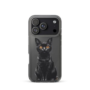Midnight Black Cat Clear Case for iPhone 17 Pro - Elegant Black Cat Illustration Protective Cover