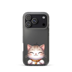 Happy Kitty Clear Case for iPhone 17 Pro - Cute Smiling Cat Illustration Protective Cover