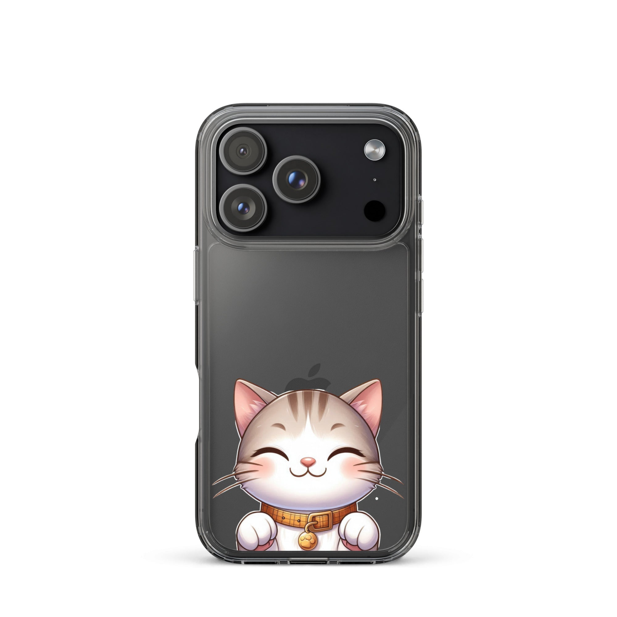 Happy Kitty Clear Case for iPhone 17 Pro - Cute Smiling Cat Illustration Protective Cover