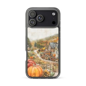 Autumn Village Clear Case for iPhone 17 Pro Max - Fall Rustic Pumpkin Design Protective Cover