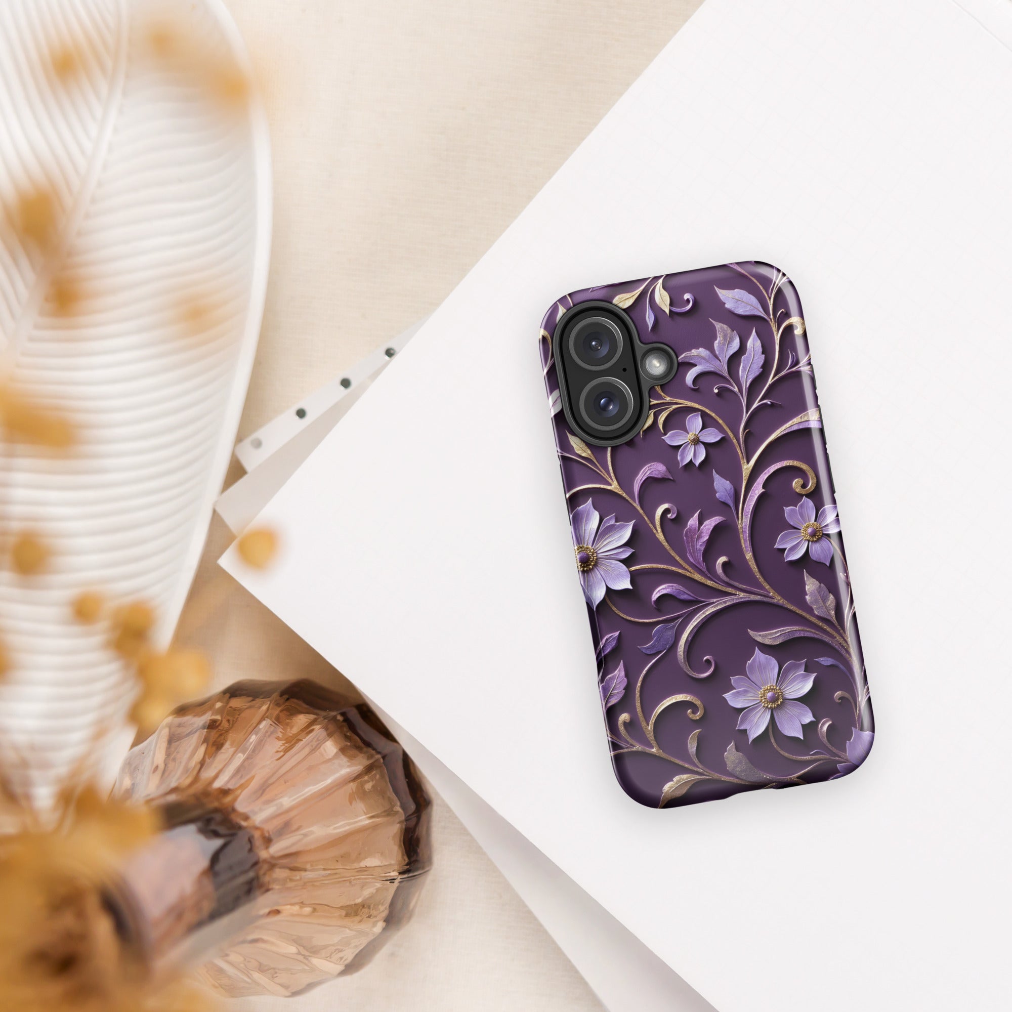 Royal Violet Filigree Tough Case for iPhone 17 ?C Dual Layer Protective Phone Case (Glossy or Matte) - Image 5