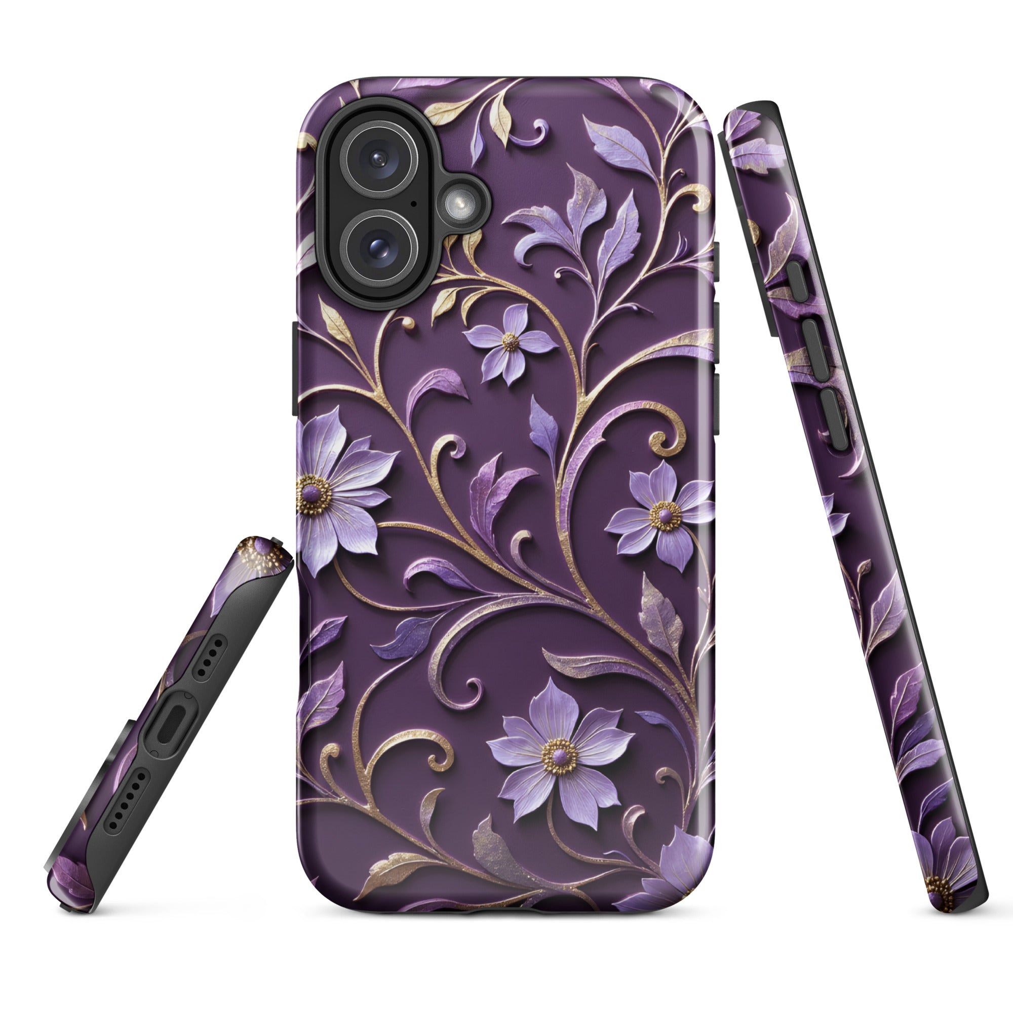 Royal Violet Filigree Tough Case for iPhone 16 Plus ?C Dual Layer Protective Phone Case (Glossy or Matte) - Image 2