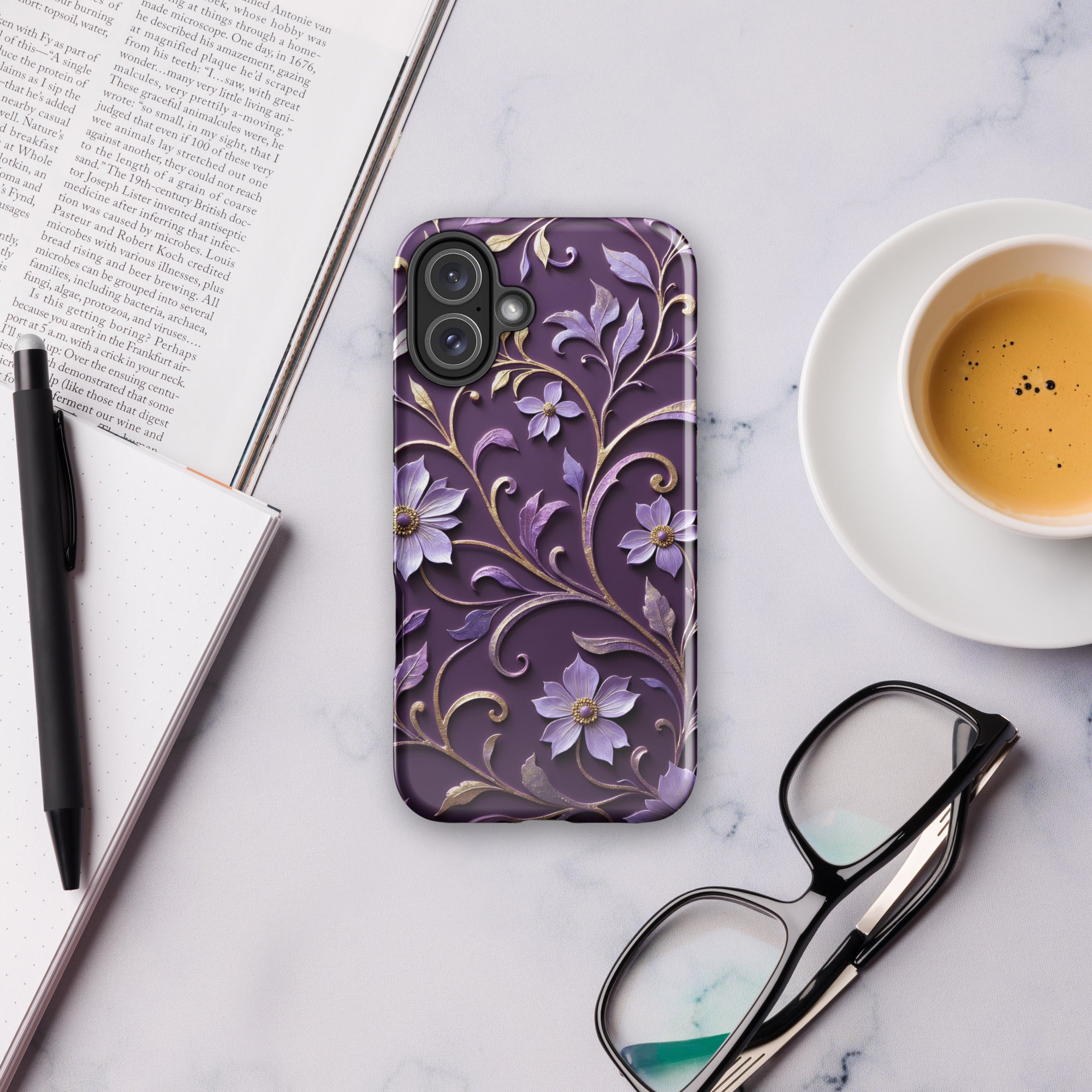 Royal Violet Filigree Tough Case for iPhone 16 Plus ?C Dual Layer Protective Phone Case (Glossy or Matte) - Image 6